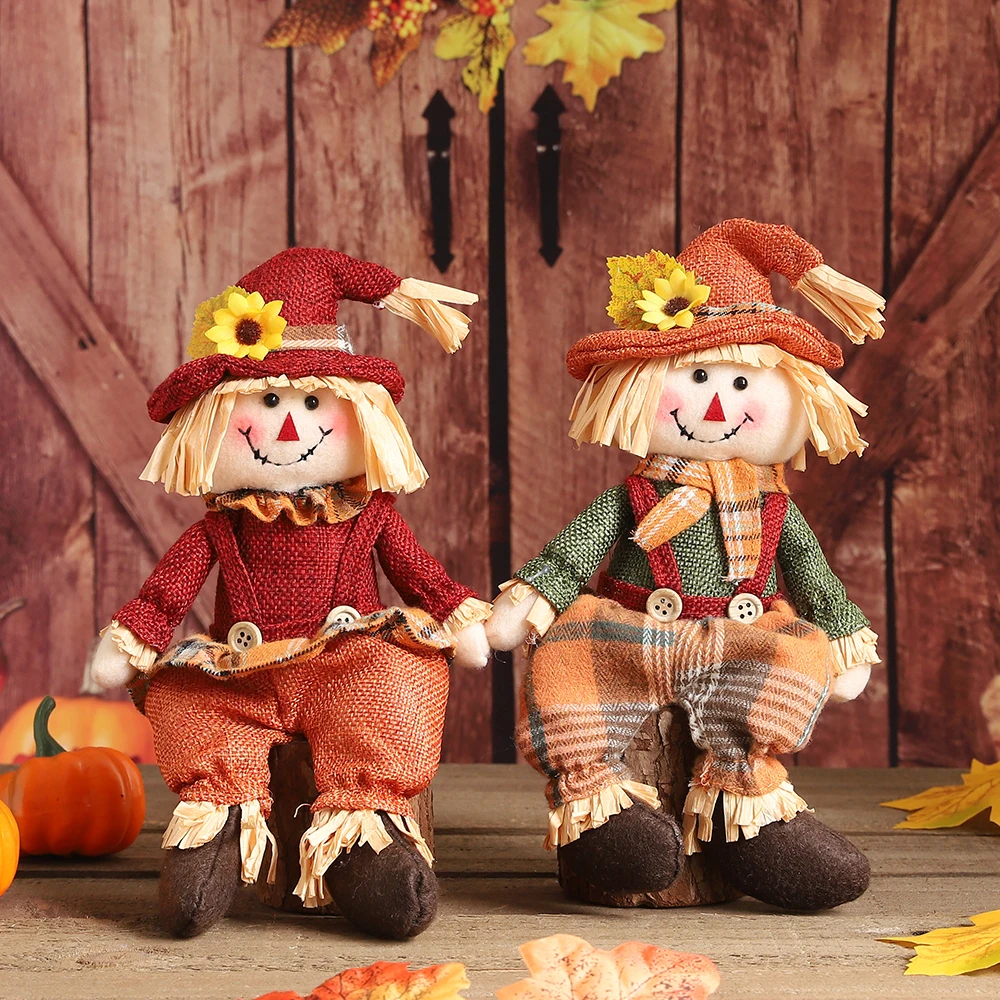 

Autumn Harvest Plush Doll Fall Doll Gnomes Boy Girl Sunflower Maple Leaves Scarecrow Thanksgiving Halloween Christmas Decor