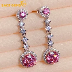 SACEGEMS Certified 1ct D Color Moissanite Stud Earrings for Women Diamond Drop Earrings 925 Sterling Silver Wedding Jewelry GRA