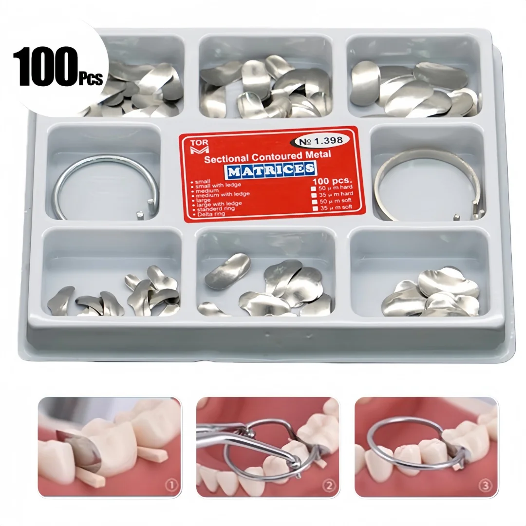 

100pcs Dental Douban Forming Sheet No.1.398 Set Stainless Steel Filling Material Forming Sheet Dental Restoration Supplies Tools
