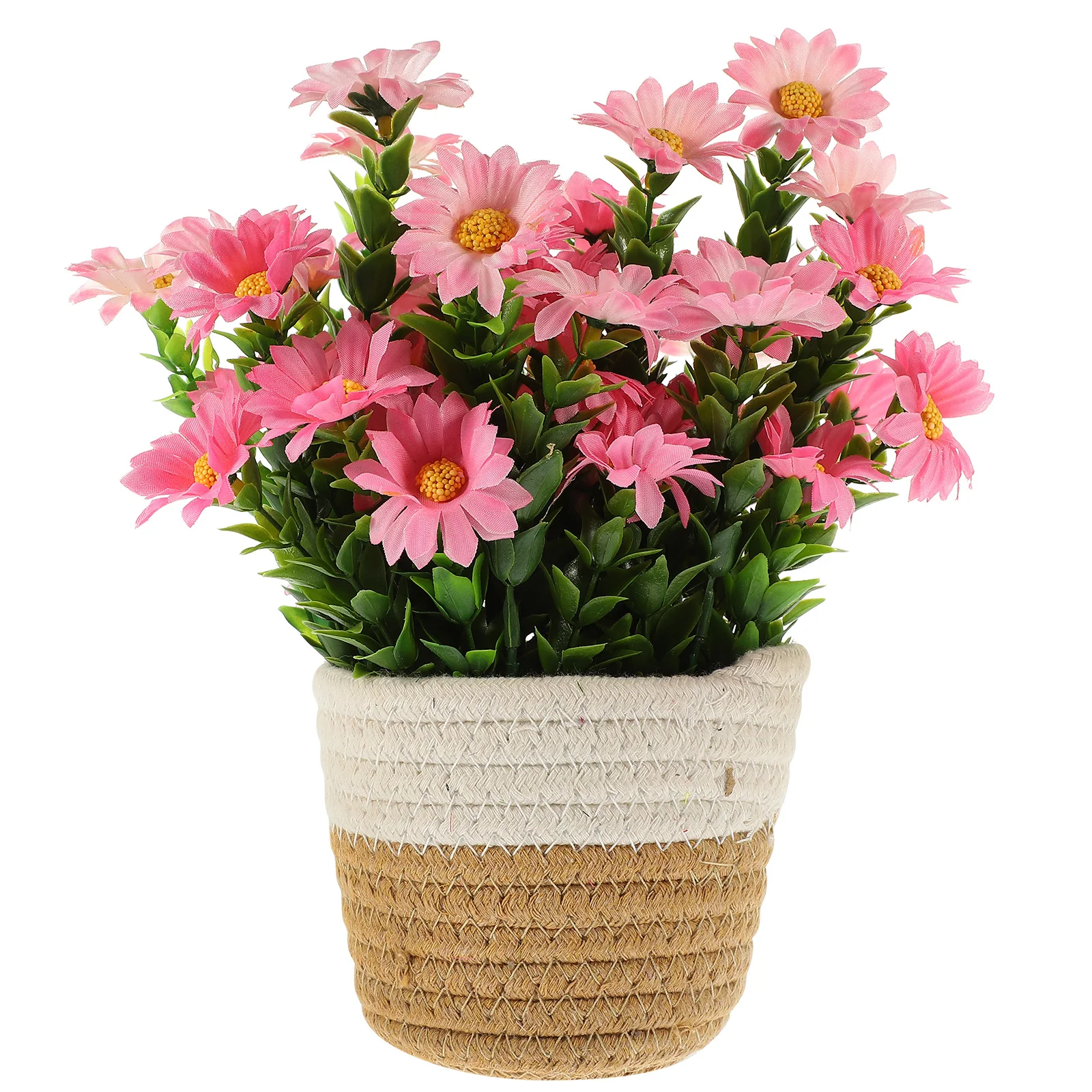 

Woven Basket Artificial Potted Plant Faux Lifelike Desktop Garden Decor Tabletop Fake Plant Ornament