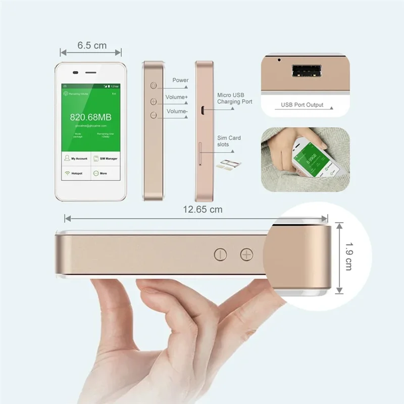 Wifi Router SIM Karte Router Universal High-Speed Netzwerk Dual Karte Touchscreen Für Reise Schwarz-AU47