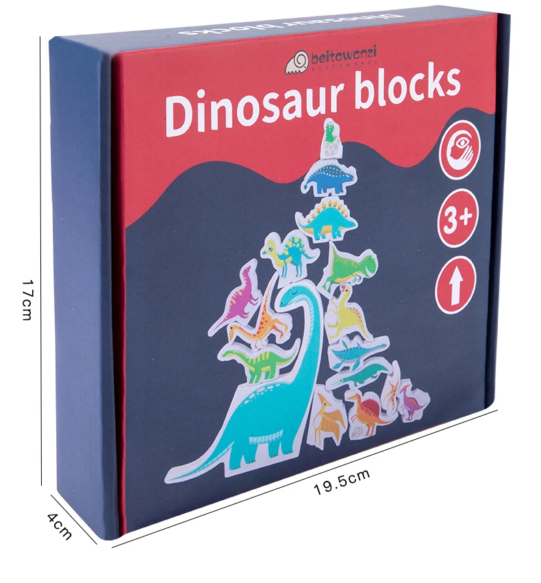 NEW Kids Educational Learning Toys for Children Wooden Dinosaur Stacking Blocks Toy Fine Motor Training Balance Game Montessori