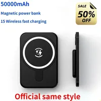 Ultra-thin Mini Fast Charging 15W Magnetic Wireless Power Bank 50000 MAh Charger External Battery for iPhone Xiaomi Samsung