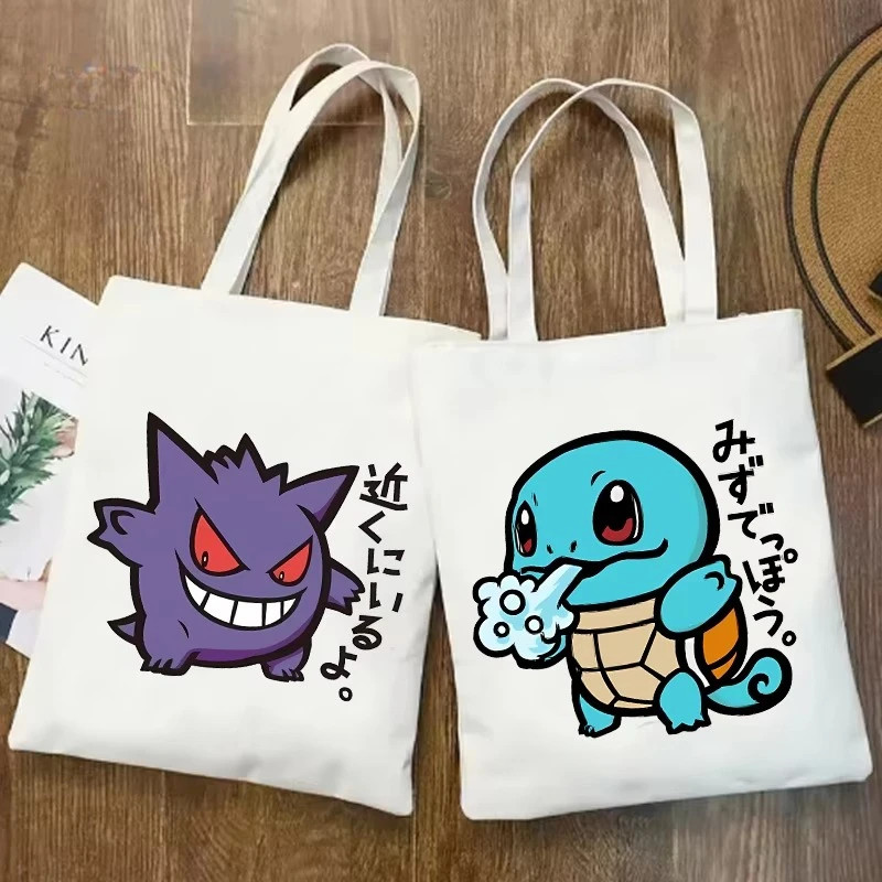 Borse di tela Pokemon Kawaii Pikachu Bulbasaur Figure anime Borsa a tracolla Moda per adolescenti Borse di cancelleria per borse di grande capacità