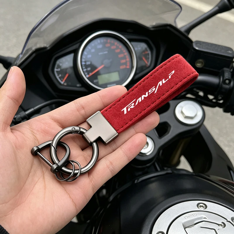 Deluxe Fashion Suede KeyChain Horseshoe Buckle Motorcycle Key Ring For Honda TRANSALP XL 600 650 700 V XL700V XL650V