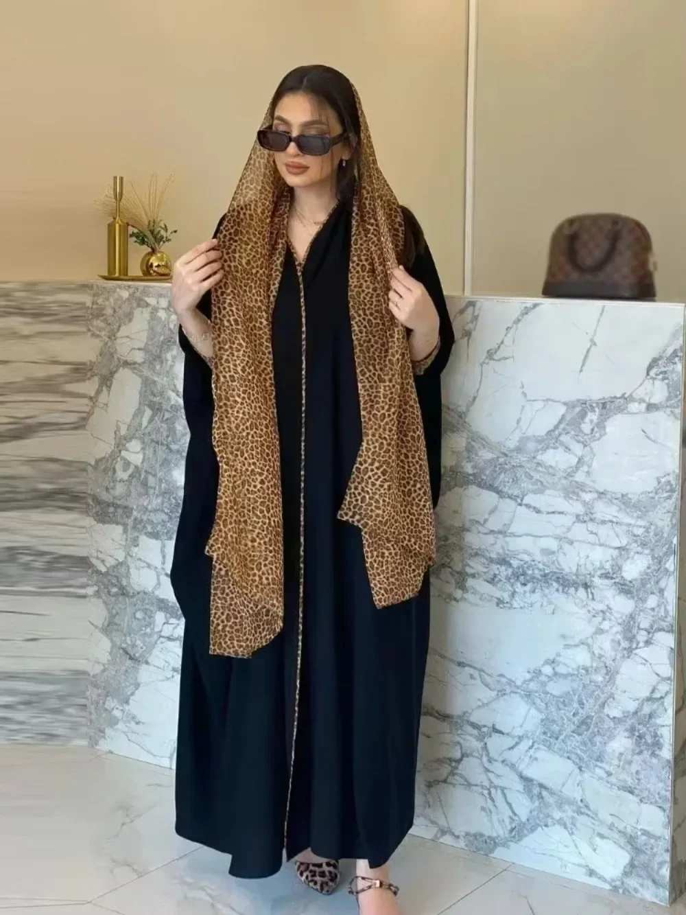 Eid Muslim Scarf with Abayas for Women Cardigan Morocco Ramadan Leopard Abayas Kaftan Islam Cardigan Dubai Arab 2025 Long Robe