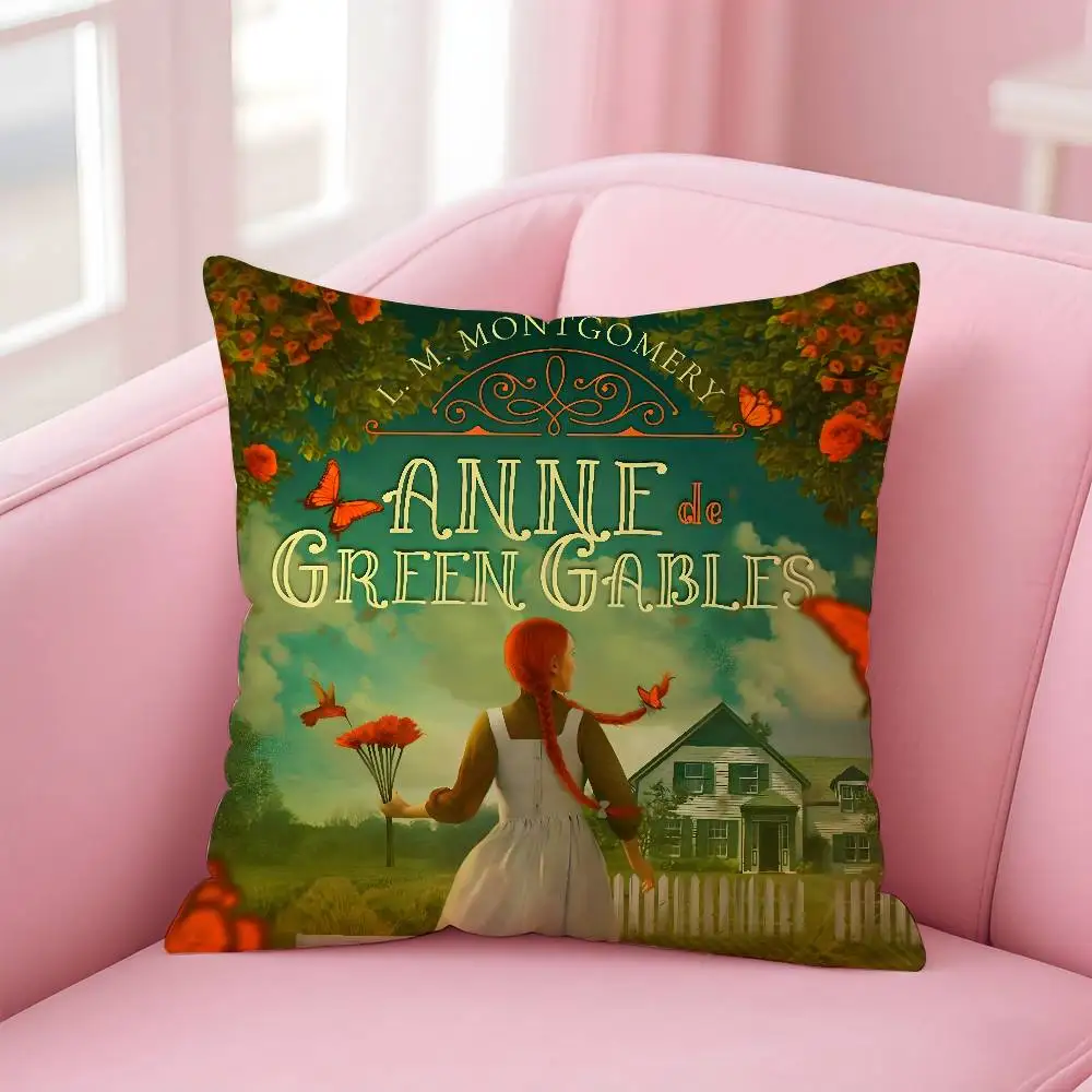 Anne Of G-Green Gables كيس وسادة نمط مطبوع كيس وسادة لغرفة المعيشة غطاء وسادة أريكة وديكور غرفة النوم