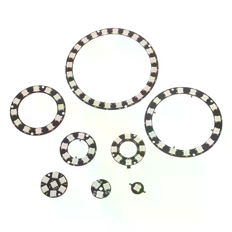 1Pc WS2812B Individually Addressable Pixel Ring 1/3/7/8/12/16/24 LEDs WS2812 Built-in IC 5050 RGB LED Ring Module Led Light DC5V
