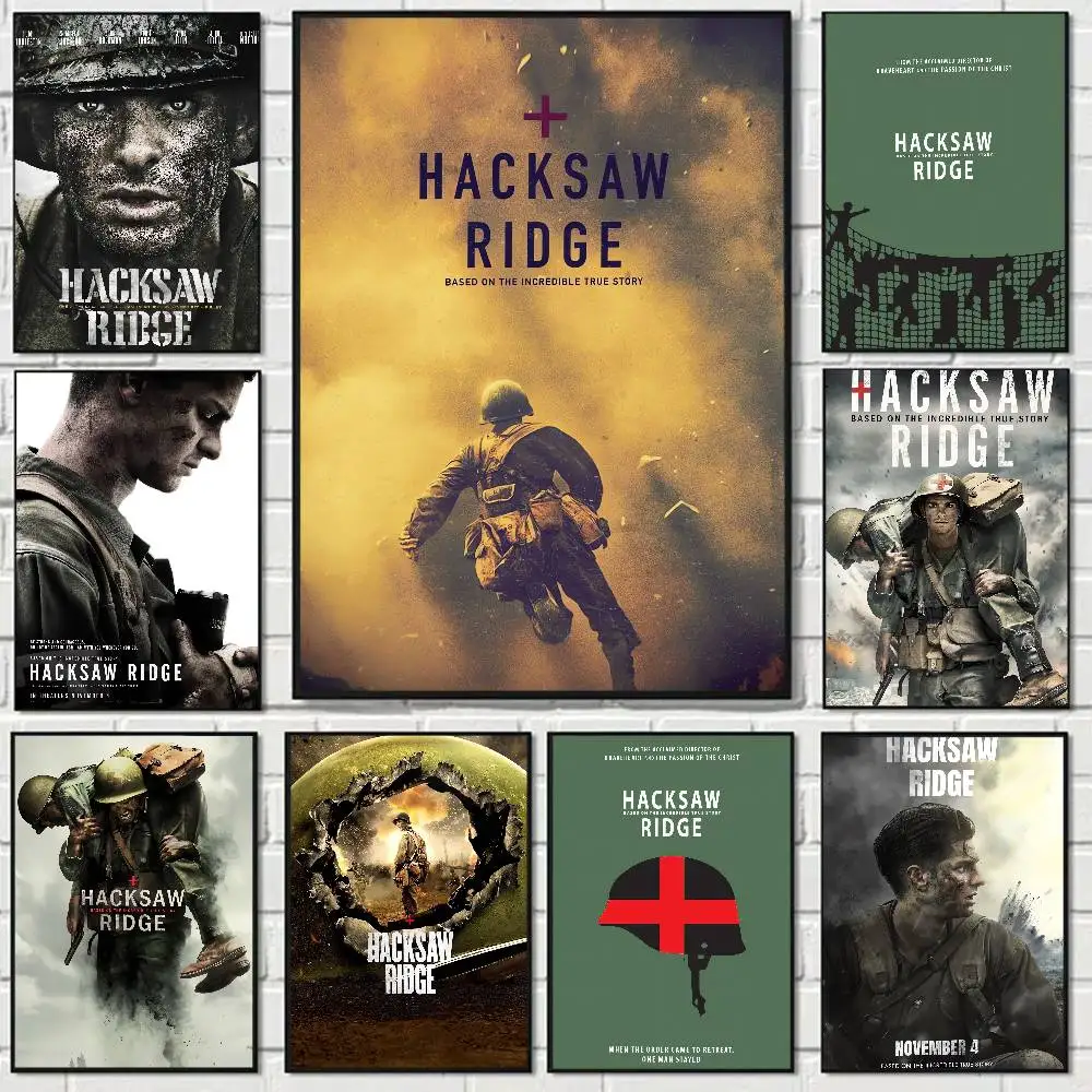 Movie Hacksaw Ridge Anime Poster Waterproof Wall Art Sticker For Bar Living Room Vintage Room Decor Print Gift