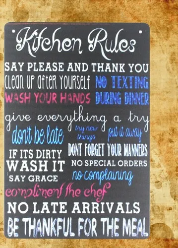Kitchen Rules tin metal sign garage furniture