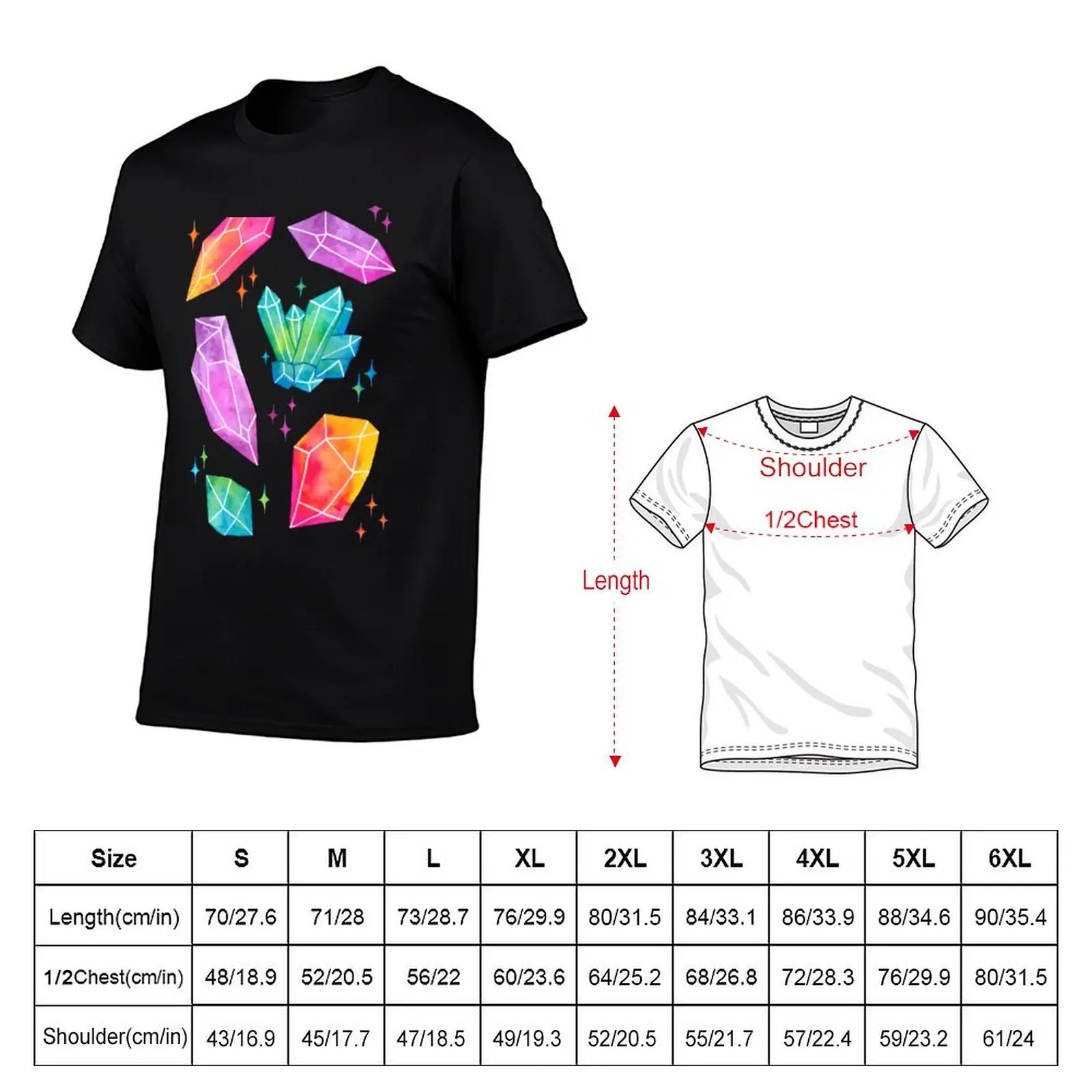 Watercolor Crystals // Black | Nikury T-Shirt All Match Basic Short Sleeve Top