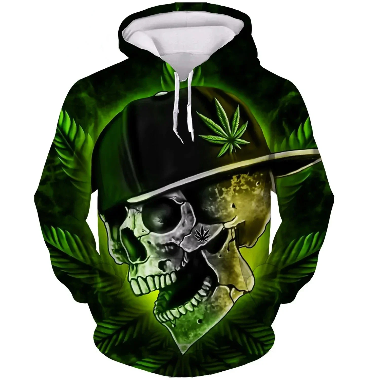 Tobacco Weeds 3D Hoodie Men/Women Printing Autumn Sweatshirts Green Leaves Funny Pullover Skull Smoking Printed Harajuku Clothes