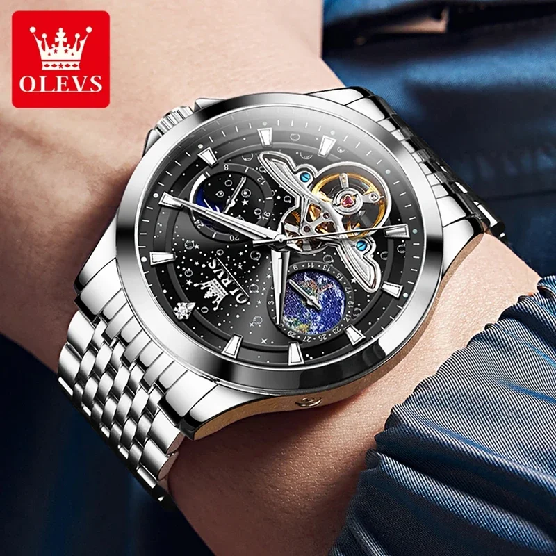 Olevs 6705 top business man Watch stainless steel automatic Business watch men high quality mechanical men\'s wrist wat