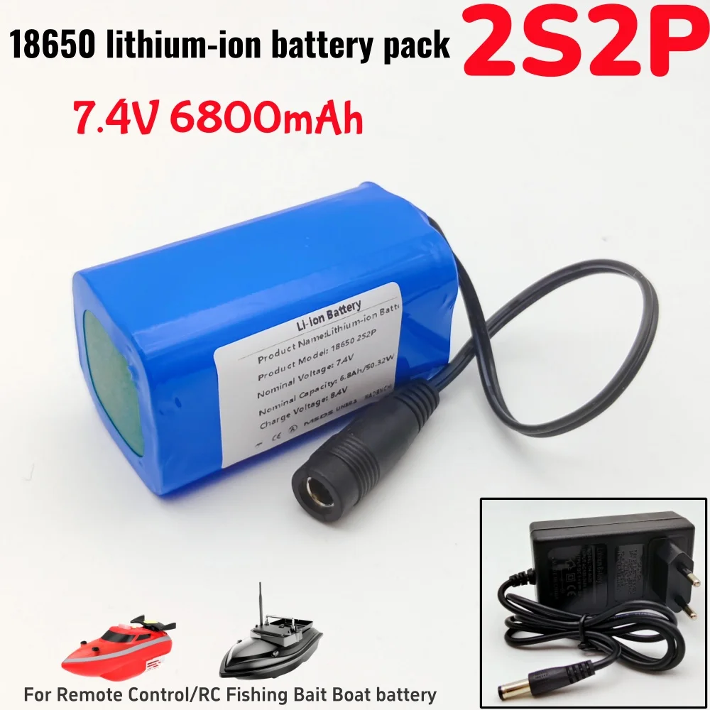 

Литиевая батарея высокой емкости 2S2P | Аккумулятор 7.4V 6800mAh, совместимый с радиоуправляемыми лодками/эхолотами T188/T888/2011-5