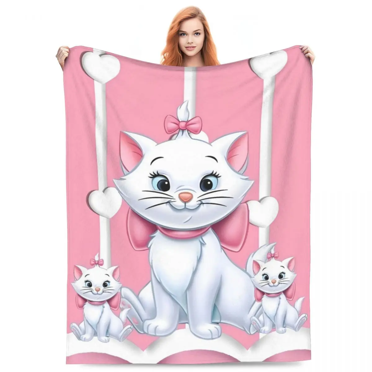 MINISO The Aristocats Marie Cat Blanket Animal Super Warm Funny Plush Throw Blanket For Girls Boys Flannel Bedspread Bed Cover