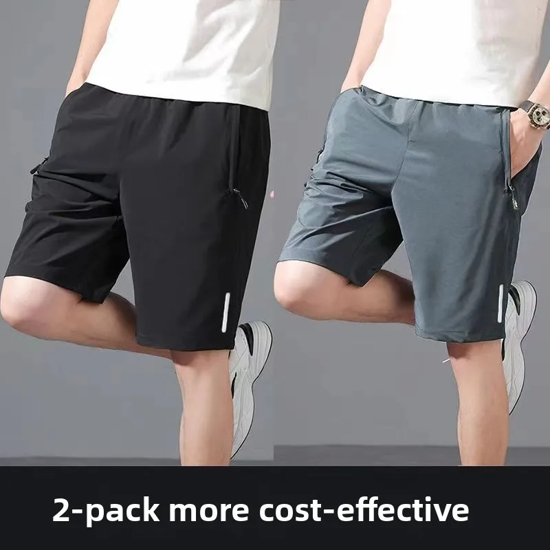 

Новинка 2023, мужские летние спортивные штаны из ледяного шелка, повседневные свободные легкие дышащие штаны для бега длиной пять четвертей Qui Dry