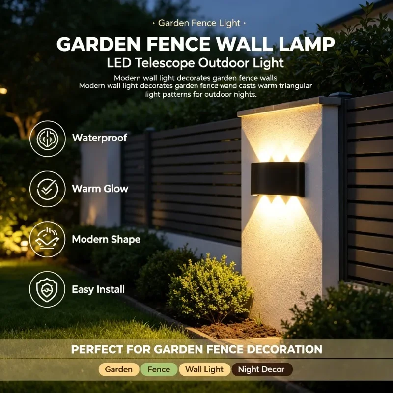 LED Telescope Wall Light Outdoor Waterproof Garden Fence Indoor Fashion Bedroom Bedhead Hall Corridor Staircase Lighting