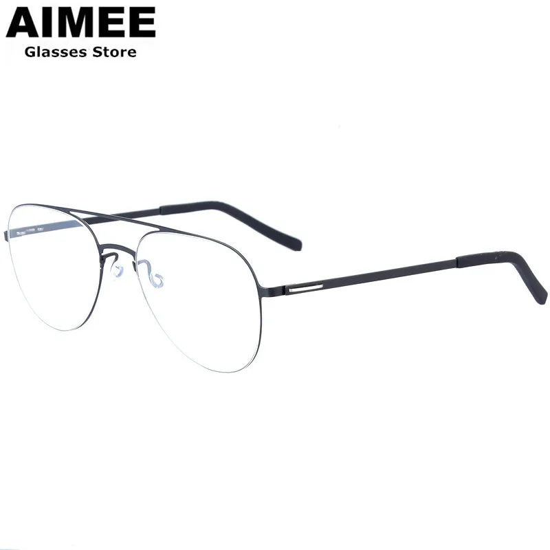 

High Quality Ultralight Screwless Eyeglasses Patented Design Men's Pilot Double Beam Glasses Frame Titanium Spectacles Frames