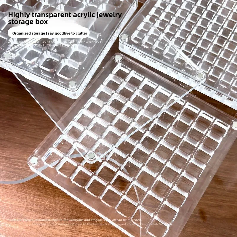 Dust proof Transparent Acrylic Nail Art Storage Box Jewelry Display Case Convenient Magnetic Organizer Container Manicure Tools