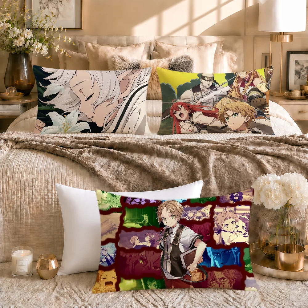 Fotografia 5: Capa de Almofada Anime M-Mushoku Tensei, Capa de Almofada Retangular Macia para Sofá, Decoração de Sala de Estar, Dormitório, Presente