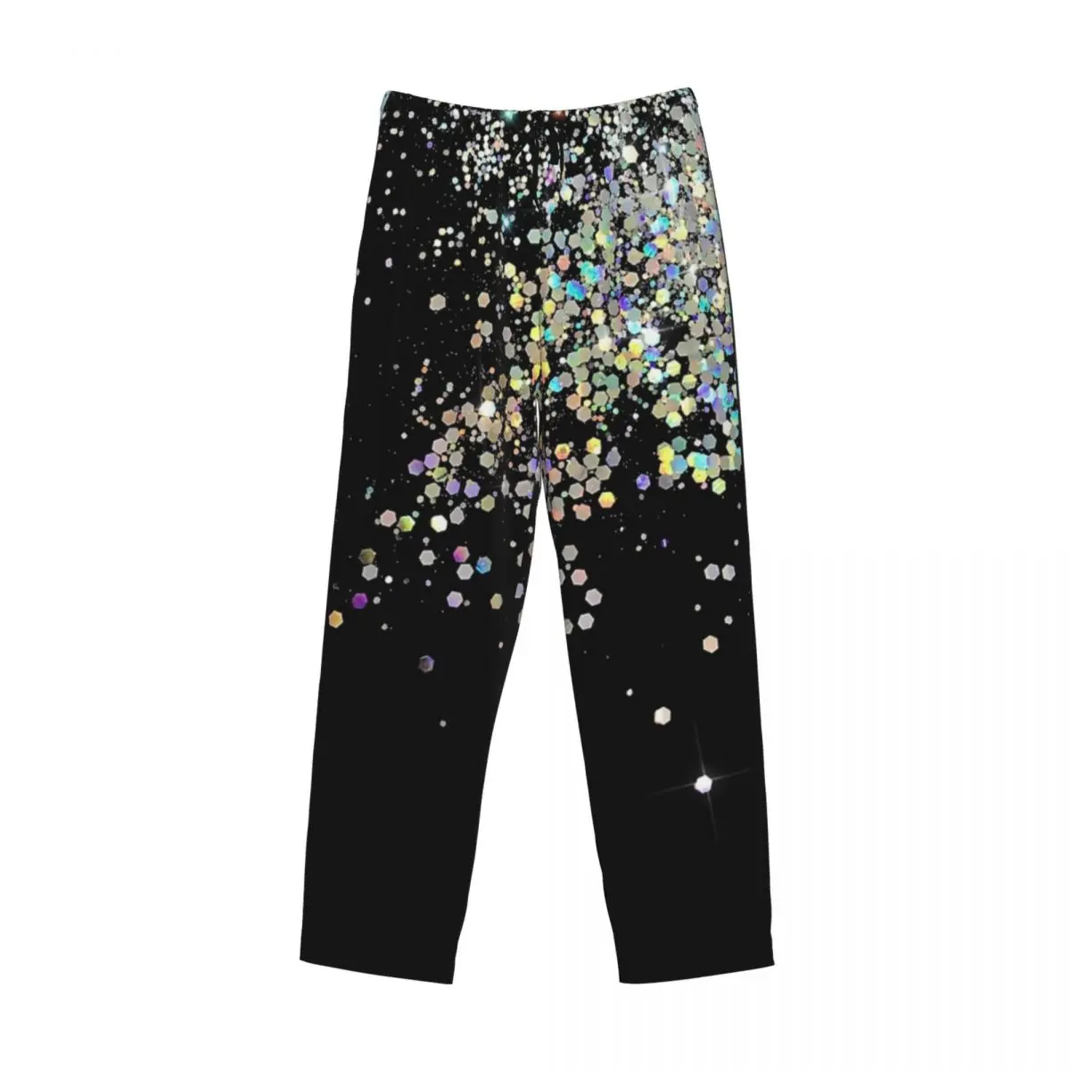 Custom Black And Holographic Sparkle Pajama Pants Men Sleepwear Sleep Lounge Bottoms with Pockets