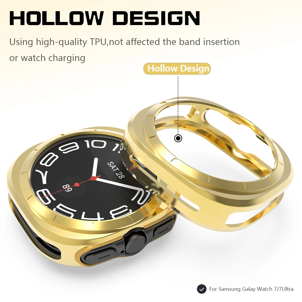 Full Soft Clear Protective Case for Samsung Galaxy Watch7 40mm TPU Screen Protector Bumper for Samsung 7 44mm Cover