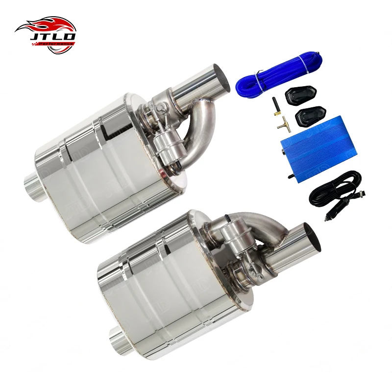 JTLD Stocking 76mm 3 Inch 201SS Universal Single Vacuum Valve Muffler With Remote Control For Car Valvtronic Exhaust System