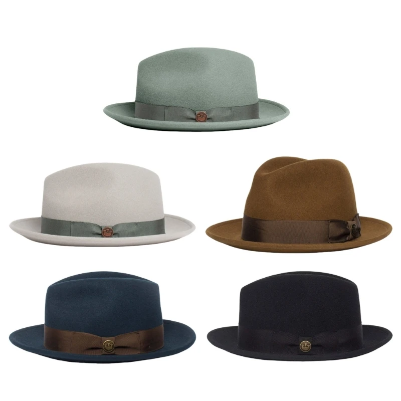 

Wool Homburg Top Hat Western Pork Pie Hat for Dinner Outdoor Casual Wear Drop shipping