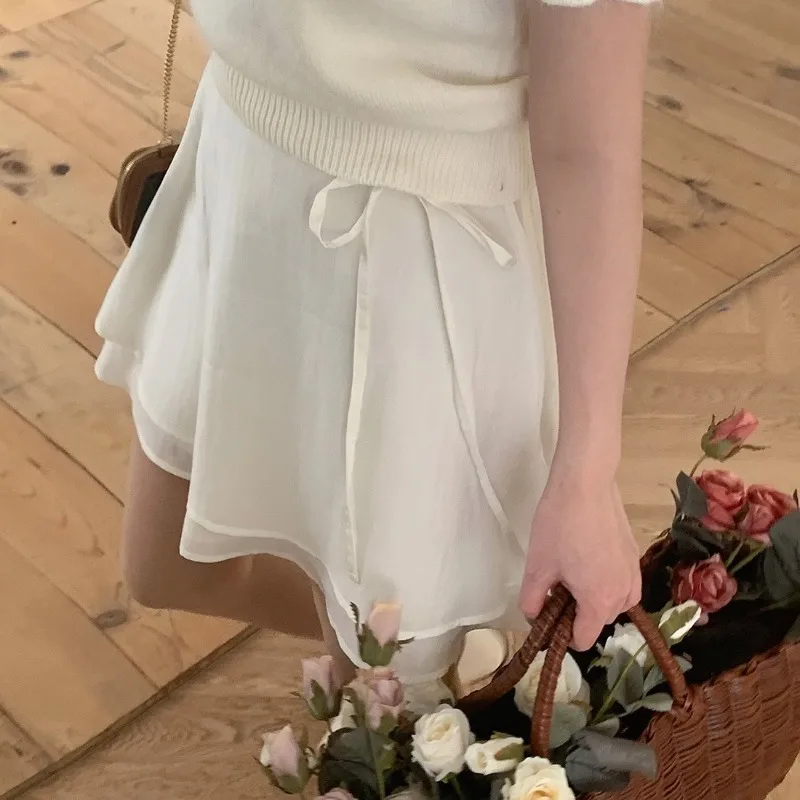 Summer Sweet Girl Stylish Belted Versatile Skirt High Waist A-Line Silhouette Women's Premium Fashion Skirts Korean Ins Skirt