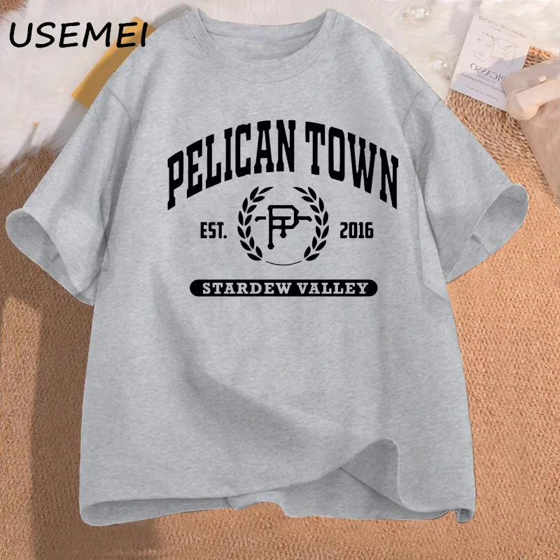 Pelican Town T-Shirt Stardew Valley Tee Women Print T Shirt Top Women Aesthetic Clothing T-shirts Cotton Short Sleeve Female Tee