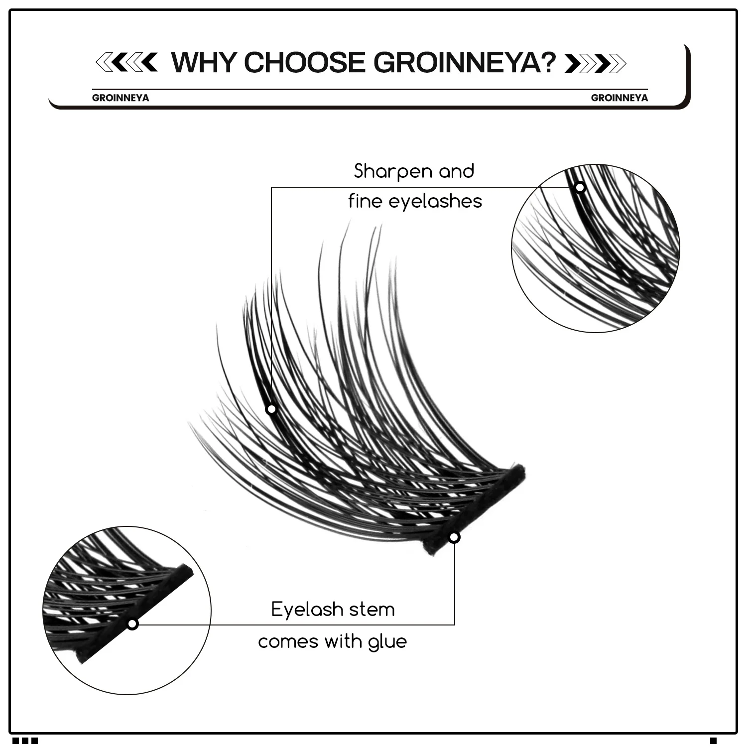 GROINNEYA DIY Wimpern-Cluster-Set, individuelle falsche Wimpern, Wispy Cluster, Nerz-Wimpernverlängerung mit Wimpernbindung und Siegel-Make-up