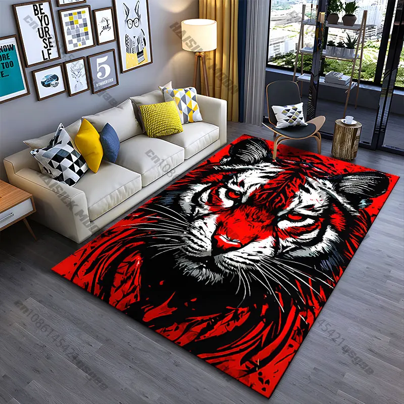 Powerful fierce tiger face carpet Yoga living room room decor children's crawling mat doormat area rug games mat
