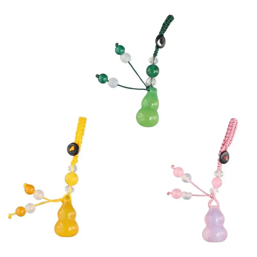 Chalcedony Jade Gourd Keychain Road Protection Gourd Good Moral Agate Gourd Jewellery Pendant Woven Chinese Elements