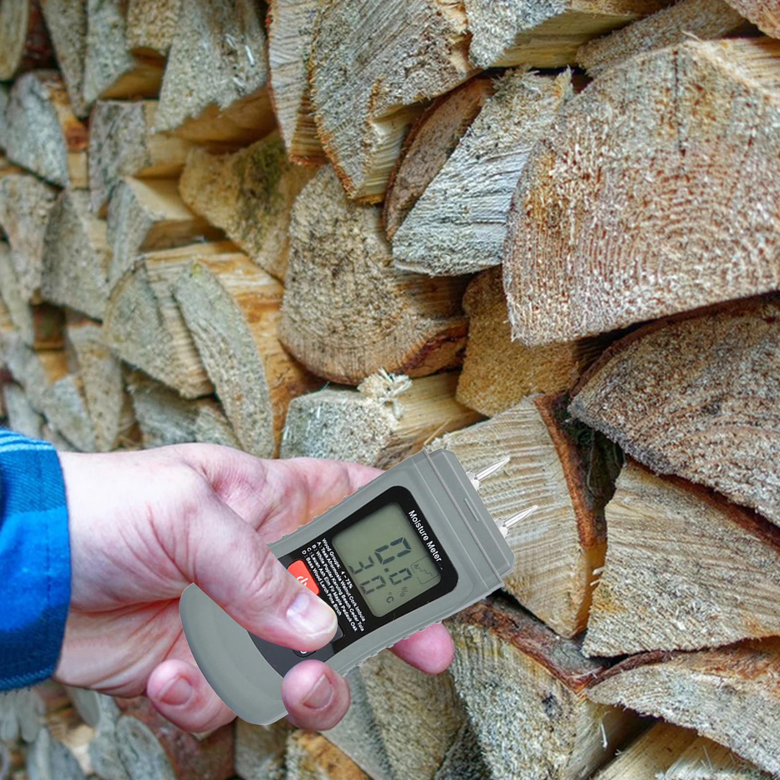 Wood Digital Humidity Content Tester With Ambient Temperature Function Water Leak Detector for Check Firewood/Drywall Dampness