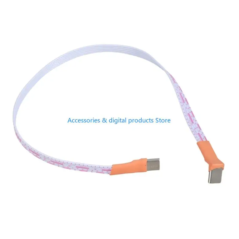 77JD 90 Degree Angled USB C Cable Flat Flexible Cord 480Mbps Data Transfer for Tight Space Phone FPV Setups Electronics