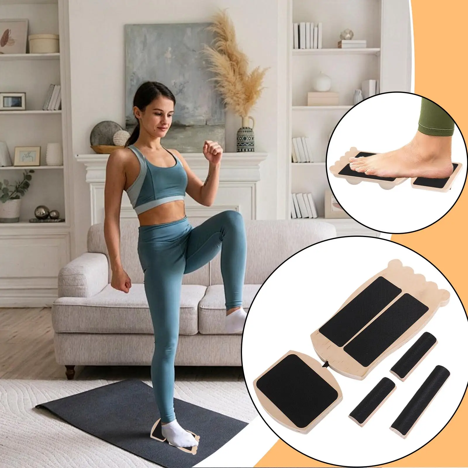 Single Foot Wooden Balance Board Incline Ankle Strengthener Exerciser Sprained Non-slip Wobble Board Physical Therapy
