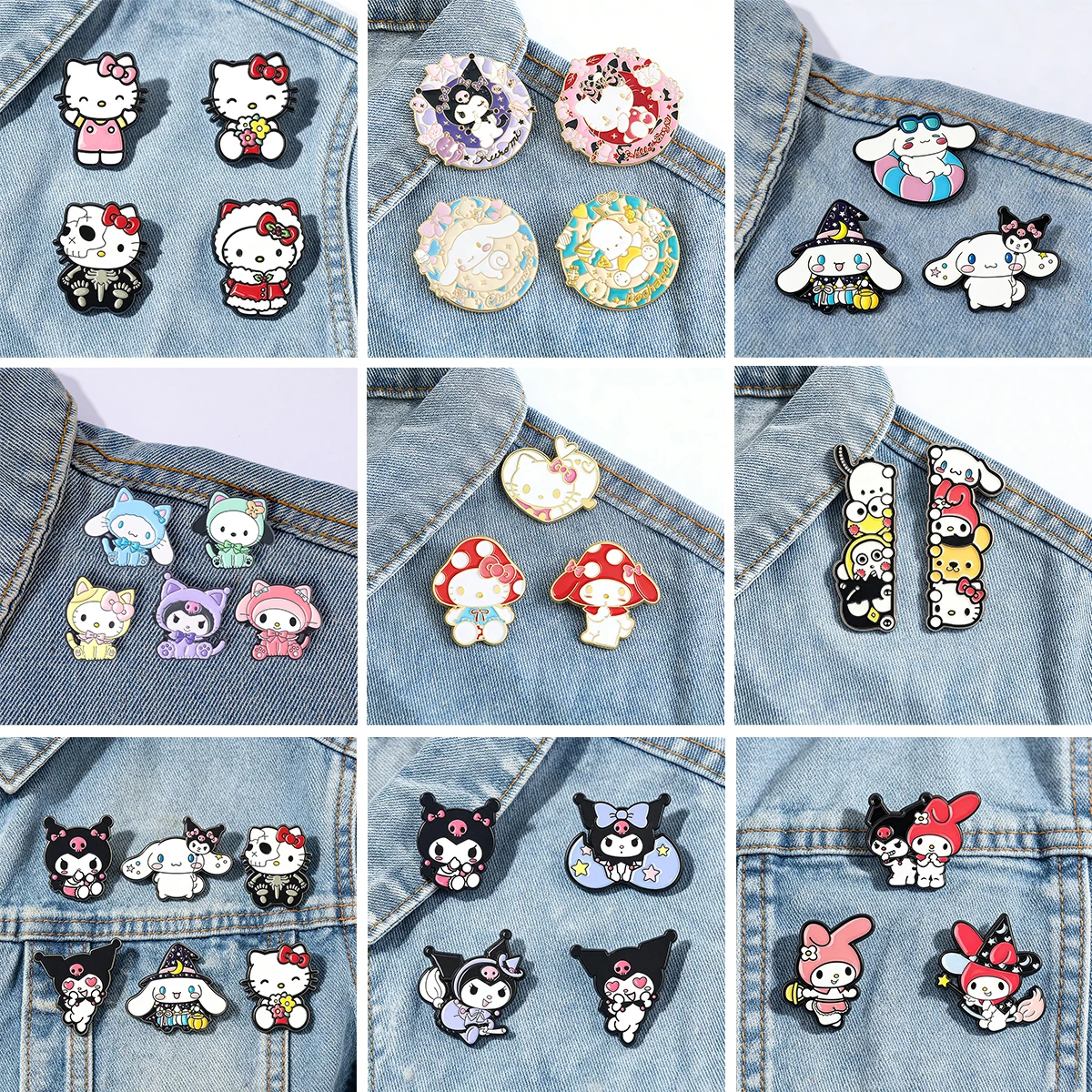 2-6Pcs/Set Cute Cartoon Cat Dog Enamel Brooch Backpack Lapel Metal Badge Cosplay Clothing Jewelry Accessories Gift For Friends