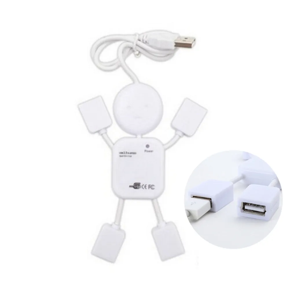 Usb Splitter For Laptop Mini Human-shaped 4-Port Hub Data Expansion Notebook Desktop Tablet Pc Plug