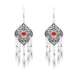 Afghan Jewelry Vintage Silver Color Metal Blue Red Stone Drop Earrings for Women Boho Gypsy Turkish Indian Party kolczyki Gift