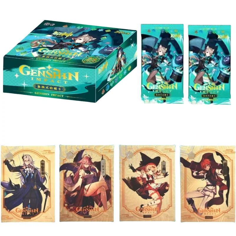 

Новая коллекционная карточная серия Genshin Impact: Анимационные толстые карты с лазерной гравировкой, редкие флеш-карты, детские игрушки