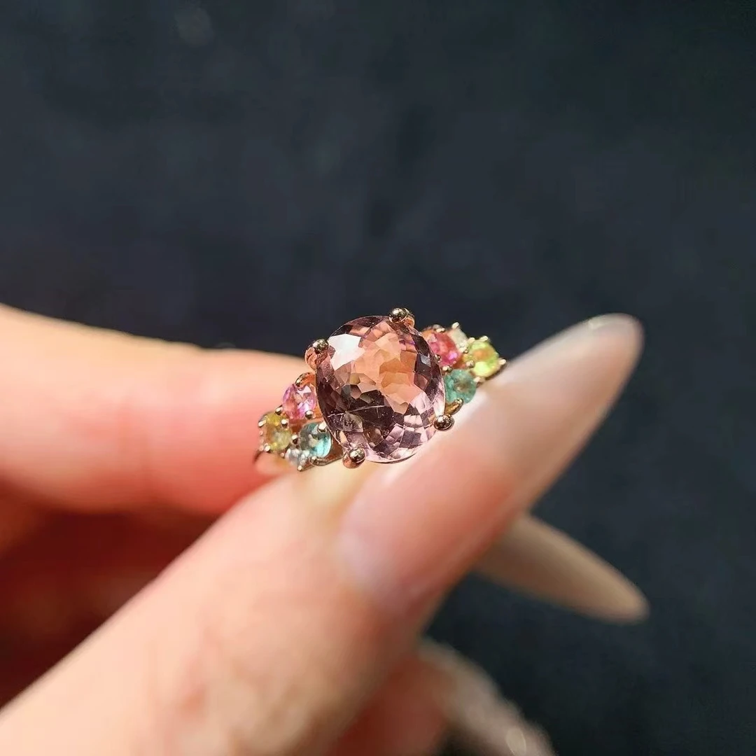 

KJJEAXCMY Кольцо из натурального турмалина, стерлинговое серебро S925, блестящее, элегантное, простой дизайн, элитные ювелирные изделия, бестселлер на день рождения