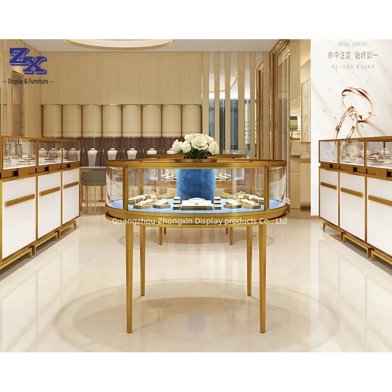 custom.Jewelry Showroom Round Jewelry Display Counter Jewelry Shop Display Furniture
