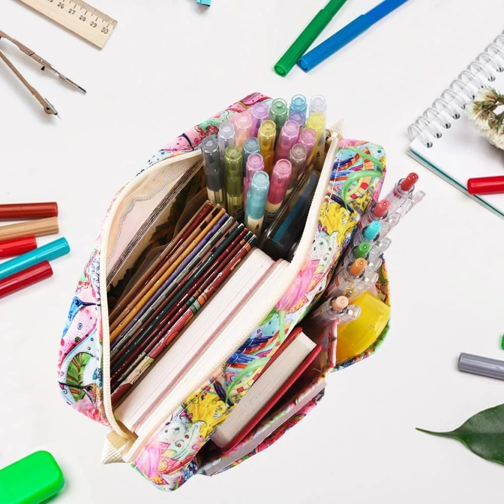 E-WEICHEN Organizer Portofolio Banyak Saku dengan Ritsleting, Tas Makeup Perlengkapan Perjalanan untuk Wanita, Alat Tulis Tahan Air Sederhana