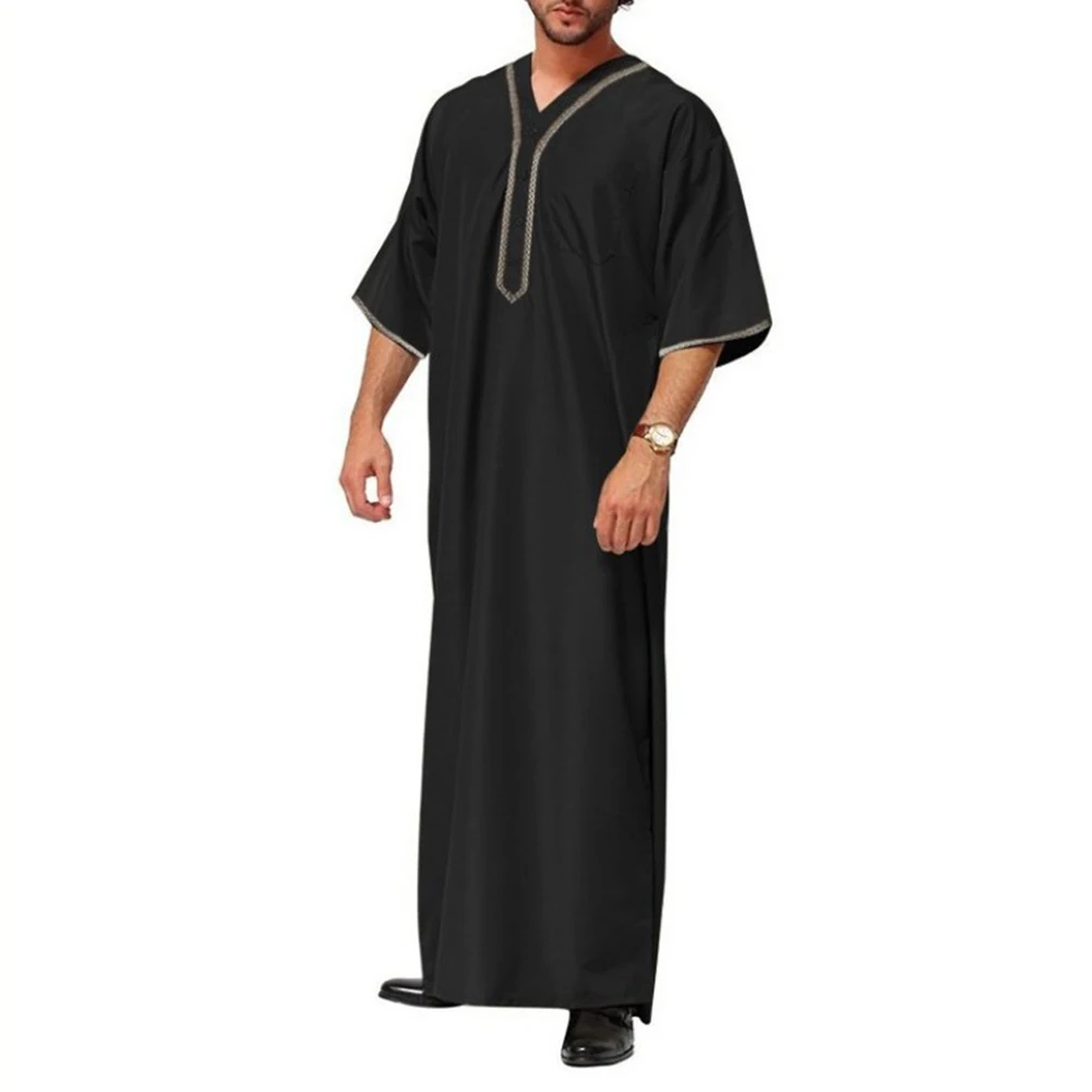 2023 Fashion New Robe Male Nightdress Homewear Men Nightgown Polyester Robe Saudi Arab Sleepwear Clothing Sleeve