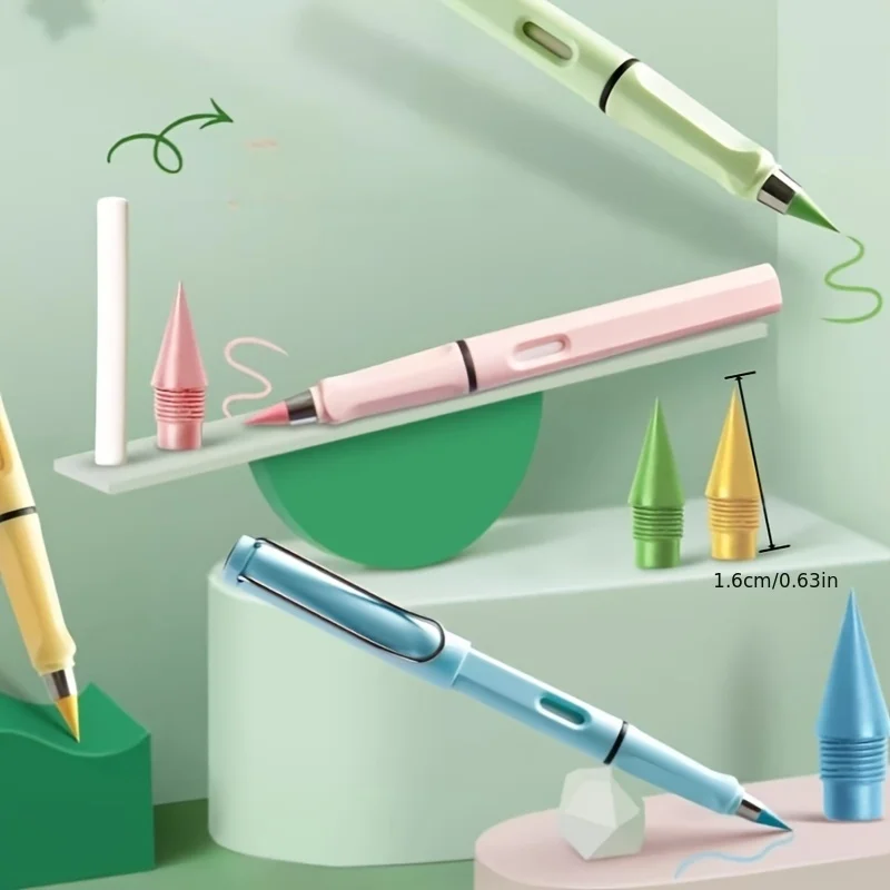 12/24 Pcs, 12 Colors Eternal Erasable Pencils with Replaceable Tips. Suitable for Students and Adults. Painting Crayons. Replace