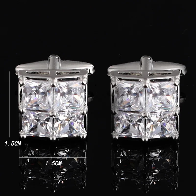 Square Tian word brass men's cufflinks white diamond burgundy champagne zircon crystal hot sleeve nails