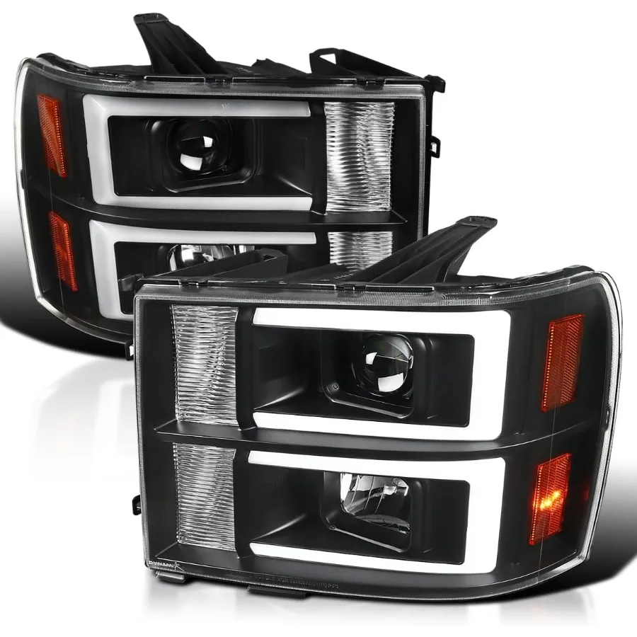 

Черные светодиодные фары для проекторов для автомобилей GMC Sierra 1500 1500HD 2500HD 3500HD 2007 года, левая и правая пара фар Asse