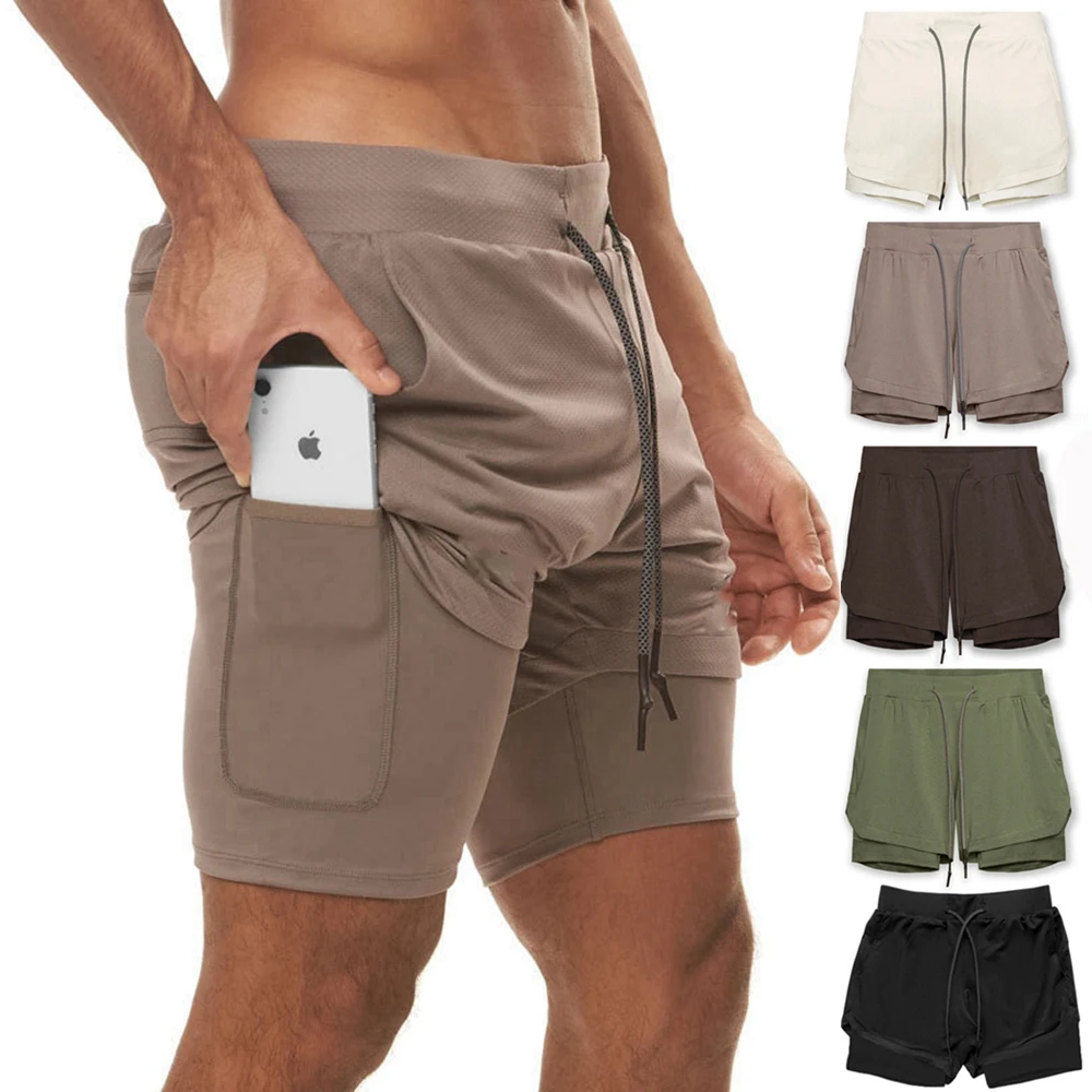 

Шорты мужские 2 в 1, дышащие двухслойные для воркаута и фитнеса, для спортзала, бодибилдинга, бега, большие размеры 5XL