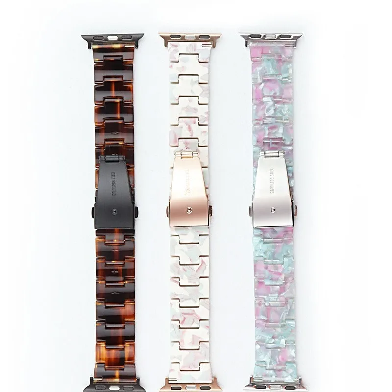 Resin Strap For Apple Watch Band 44mm 40mm 42mm 38mm correa Loop 41mm 45mm For iWatch Series 7 6 se 5 4 3 2 Bracelet