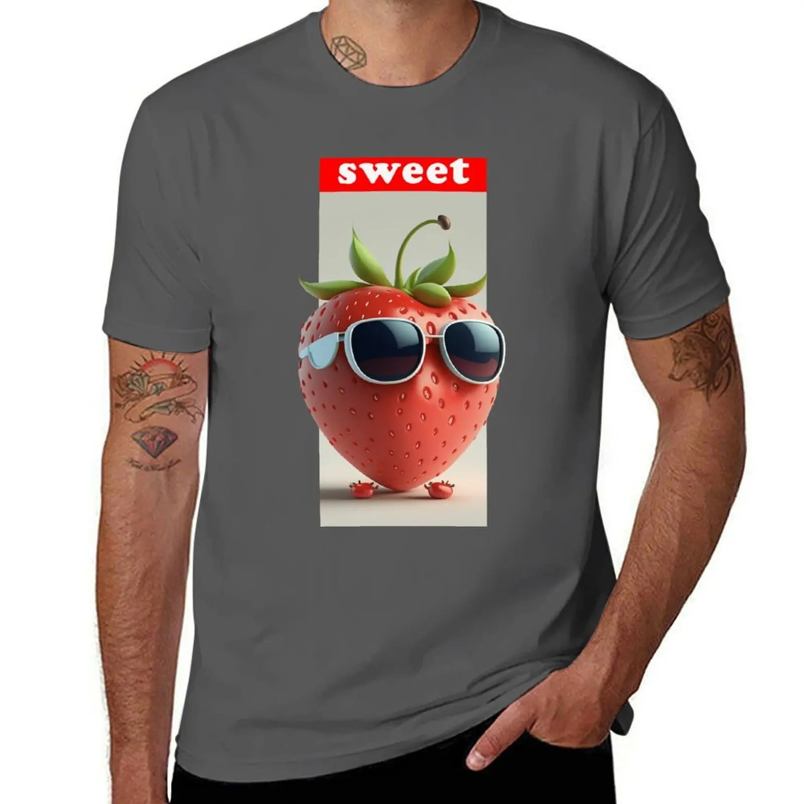 

cool & sweet strawberry chilling T-Shirt t shirts for man graphic tees cotton t shirt pack T-Shirt